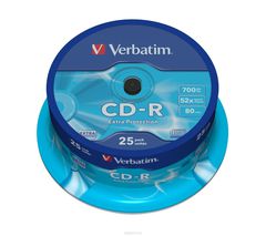  CD-R Verbatim 700Mb 52x DataLife Cake Box, 25  (43432)