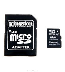 Kingston microSDHC Class 4, 16GB + 