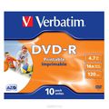 Verbatim DVD-R 4.7GB, 16x, 10, Jewel Case, Printable (43521)