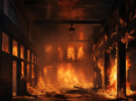 В Белореченске потушили пожар в здании общежития