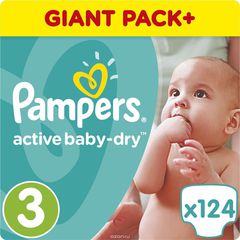 Pampers  Active Baby-Dry 5-9  ( 3) 124 