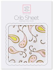 SwaddleDesigns   Fitted Crib Sheet Pink Paisley 70  132 