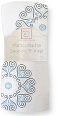 SwaddleDesigns   Marquisette Bright Blue Medallions