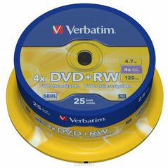  DVD+RW Verbatim 4.7Gb 4x Cake Box (25 )